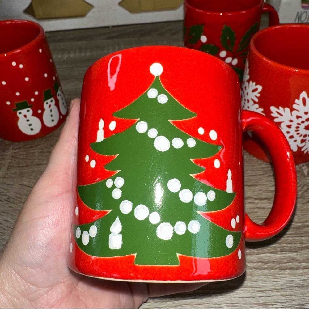 4 CHRISTMAS Waechtersbach Mugs Cups Coffee Wreaths , Snowman, tree and snowflake - Picture 6 of 15